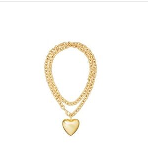 BNWT Roxanne Assoulin The Puffy Heart Necklace in Gold